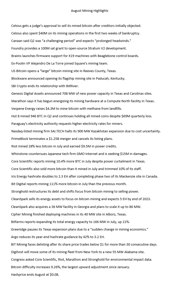 All of this happened in bitcoin mining during the past month.