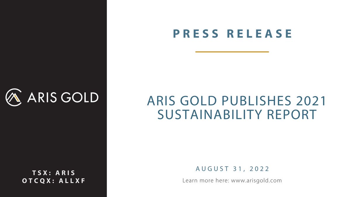 Aris Gold Publishes 2021 Sustainability Report arisgold.com/news/news-deta…

$ARIS $ALLXF #News #NewsRelease #Sustainability #Mining #ESG #Report #Gold