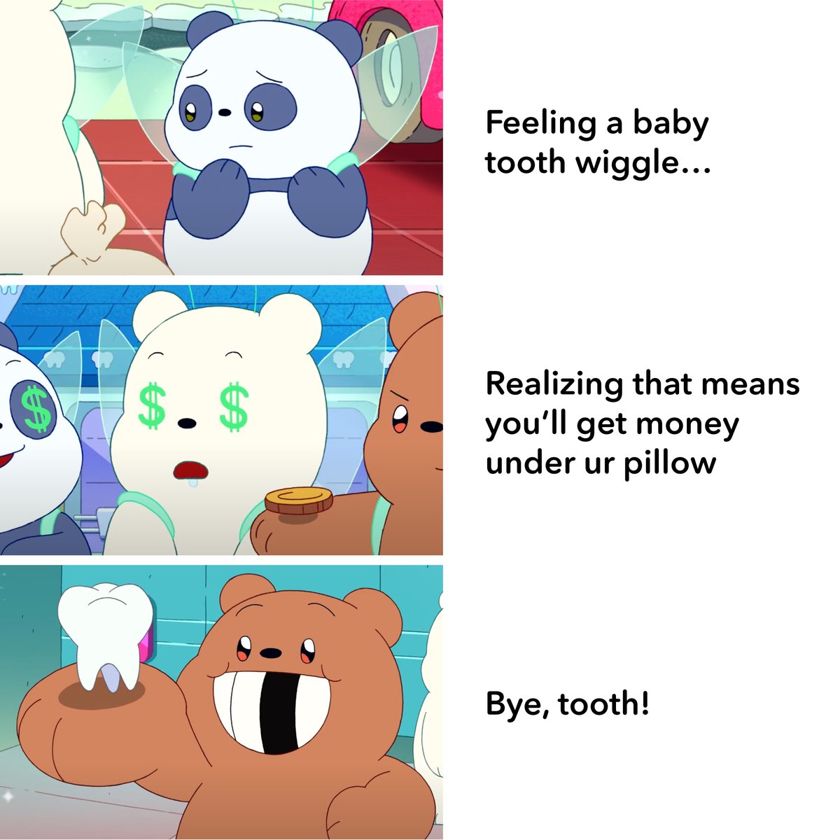 webabybears's tweet photo. Got loose teeth? π¦· Say less π§π°
#WeBabyBears #PanPan #Grizz #IceBear #WeBBBears #BBYBears #CartoonNetwork #HBOMax https://t.co/z1XDsfsZNi