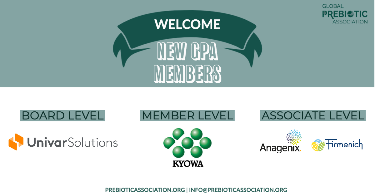 GPA is proud to welcome 4 #newmembers: Board Level <a href="/UnivarSolutions/">Univar Solutions</a> Member Level <a href="/kyowaUSA/">Kyowa Hakko USA</a> and Associate Level <a href="/anagenixltd/">Anagenix Ltd</a> and <a href="/firmenich/">Firmenich</a>  buff.ly/3cxCaLy 

#prebiotics