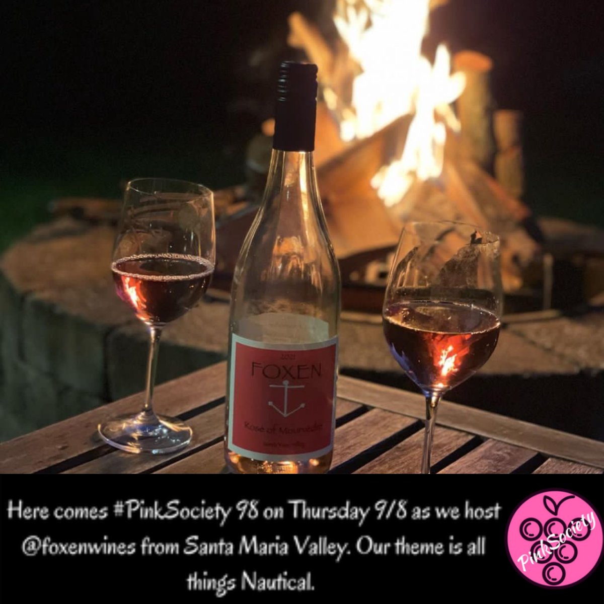 Here comes #PinkSociety 98 on Thursday 9/8 as we host @foxenwines from Santa Maria Valley. Our theme is all things Nautical. ONE WEEK FROM TODAY! @boozychef @jflorez @WineCheeseFri @SideHustleWino @G12Rocco @SipWatchTweet @rr_pirate @DeBodene @i_stephie @CharlesMcCool @f