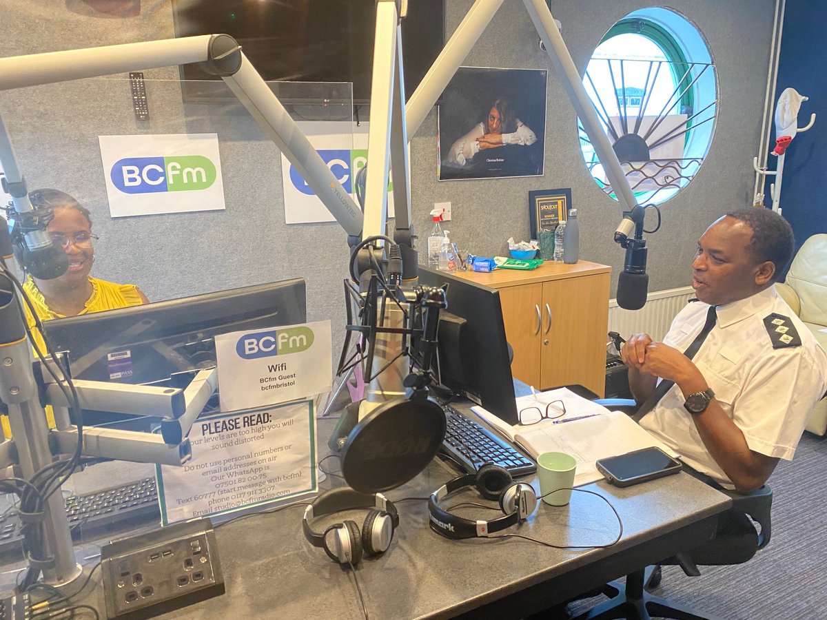 ASPolice Bristol (@aspbristol) on Twitter photo Ronnie Lungu, Neighbourhood Chief Inspector and our highest ranking Black male officer, was interviewed on <a href="/BCfmRadio/">BCfm Radio</a> this morning asking for people to get involved avonandsomerset.police.uk/about/policies…
One Love Breakfast show - from 01:38 minutes in to the first clip bcfmradio.com/listen-again Ronnie Lungu, Neighbourhood Chief Inspector and our highest ranking Black male officer, was interviewed on <a href="/BCfmRadio/">BCfm Radio</a> this morning asking for people to get involved avonandsomerset.police.uk/about/policies…
One Love Breakfast show - from 01:38 minutes in to the first clip bcfmradio.com/listen-again