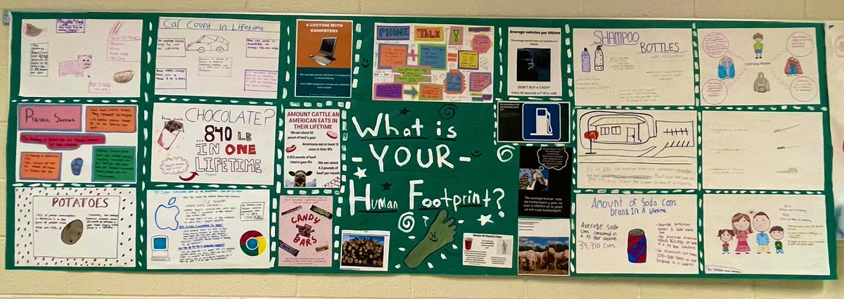 Come by Room 468 &amp; check out our human footprint posters and see what kind of impact you’re leaving . These will definitely motivate you reduce your ecological footprint 👣 <a href="/MrsKelsey2/">Mrs_Kelsey</a> #weareKR 🧡💚

<a href="/KettleRunNews/">Kettle Run HS</a>