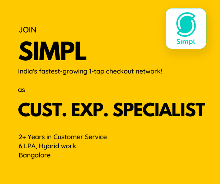 talentbeeglobal's tweet photo. Join the Customer Experience Team at SIMPL. If you have experience in handling consumers and resolving their complaints and escalations, you are a good fit..!
#Job #CustomerService #CX #Bangalore #Customer_Support #Hiring. Apply here: https://t.co/ThAjsEC2tL https://t.co/YNZirgC7BS
