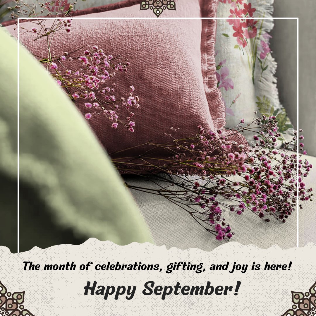 Drape_Story's tweet photo. Chapter 9 out of 12 begins!🍀
Let's hope to celebrate it the most!✨
#HappySeptember

#DrapeStory #SPACES #Welspun #September1st #GaneshChaturthi2022 #Ganeshotsav2022 #FestiveVibes #FestiveMode #FestiveDecor #FestiveMood #HomeDecorIndia #MidWeekMotivation #SeptemberVibes https://t.co/FAHYJcYzCH