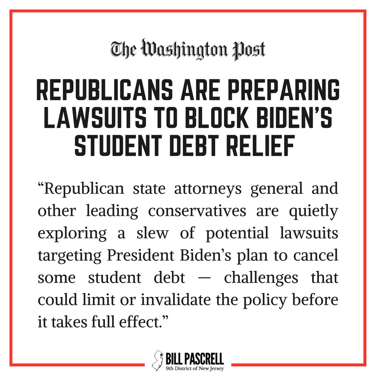 BillPascrell's tweet photo. This morning republicans are already vowing to reinstate debt for nurses, teachers, and other professionals because republicans think they’re better than working Americans and don’t care if they ruin your life. https://t.co/GJE5K8pXUb