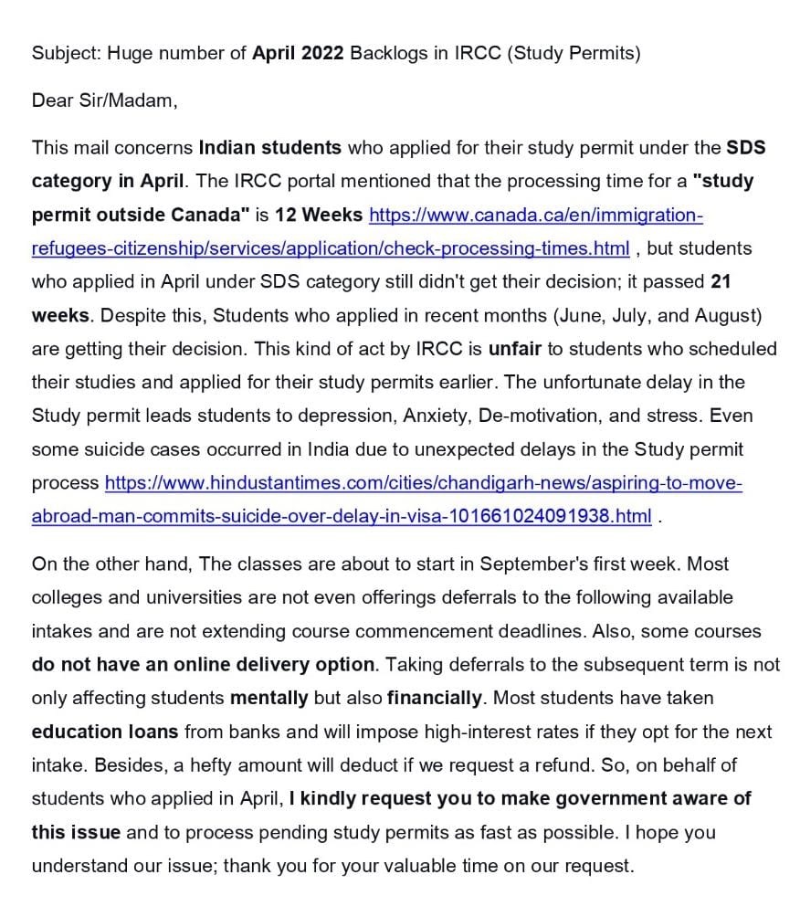 anamika84849671's tweet photo. Students are waiting for approx 4 months as they lodged their application in APRIL under SDS, they raise webform,mailed to IRCC but no response. students are in depression clear backlog files and speed up the process.
@CitImmCanada
 
#ClearApril2022Files
#IRCC
@SeanFraserMP https://t.co/N9EaUMBBXH