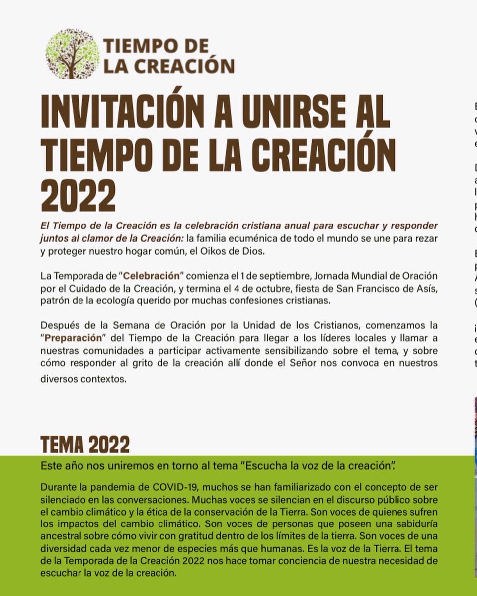 mjcalvimontes's tweet photo. 🔥¿Qué es el #TiempoDeLaCreación que inicia hoy? Este 2022, con el tema "Escucha la voz de la Creación" te invitamos a unirte en el cuidado de nuestra Casa Común .
🗓️ Sep.1-Oct.4
https://t.co/46vxYEUEBo https://t.co/2eiTrKjY3s