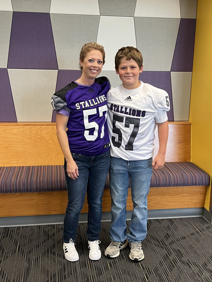ShelfRighteous's tweet photo. This sweet young man asked me to wear his football jersey today! He has no idea how much this means to me. After the last three years in education, I seriously thought it was time for me to move on and find another career. Maybe it is still worth it. #imnotcrying https://t.co/VGGG6RgSHO