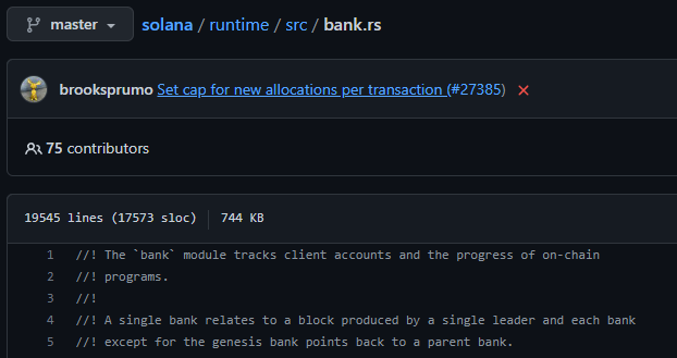 laine_sa_'s tweet photo. If you've got an interest in truly grasping "how the sausage is made" this is for you: https://t.co/hDJTiPDHi3

Spent many hours reading through core Solana code and trying to understand how things work, truly a piece of art that'll bend your brain.

Also: 75 contributors! https://t.co/tAyTxAXOa6