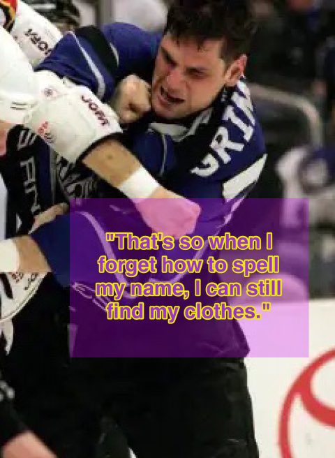 hockeyfights's tweet photo. Quotes from History:
Stu Grimson’s quick wit when asked why he keeps a photo of himself at his stall
#HFquotes #NHL #Hockey https://t.co/t79J5QvZnH