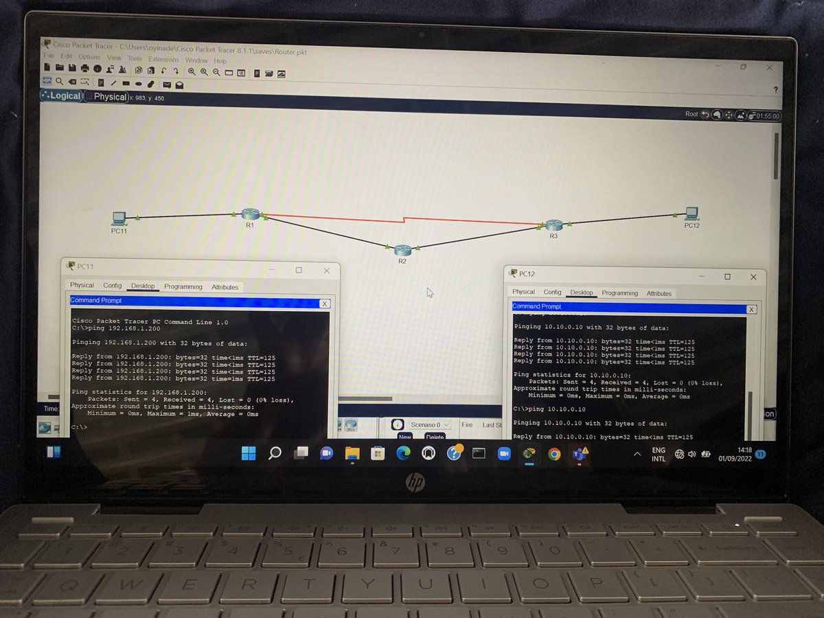 niyoooo's tweet photo. Routing assignment on packet tracerπ©βπ»
Failure is never an option ππΎ
Iβm on to the next phase π
#womenintech #cisco #NIITikeja #cybersecurity #Networking #ComptiaN+ https://t.co/5iwJ6u5zsq