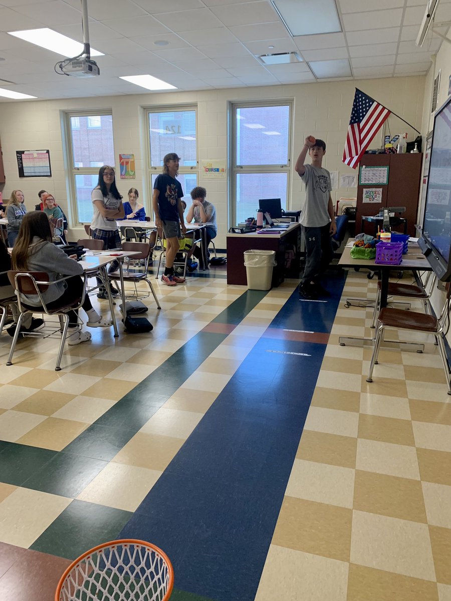 MrsGulleman's tweet photo. First round of Math Basketball for the year! Reviewing for our first quiz tomorrow 🏀🗑 https://t.co/Vu6WmSgWUI