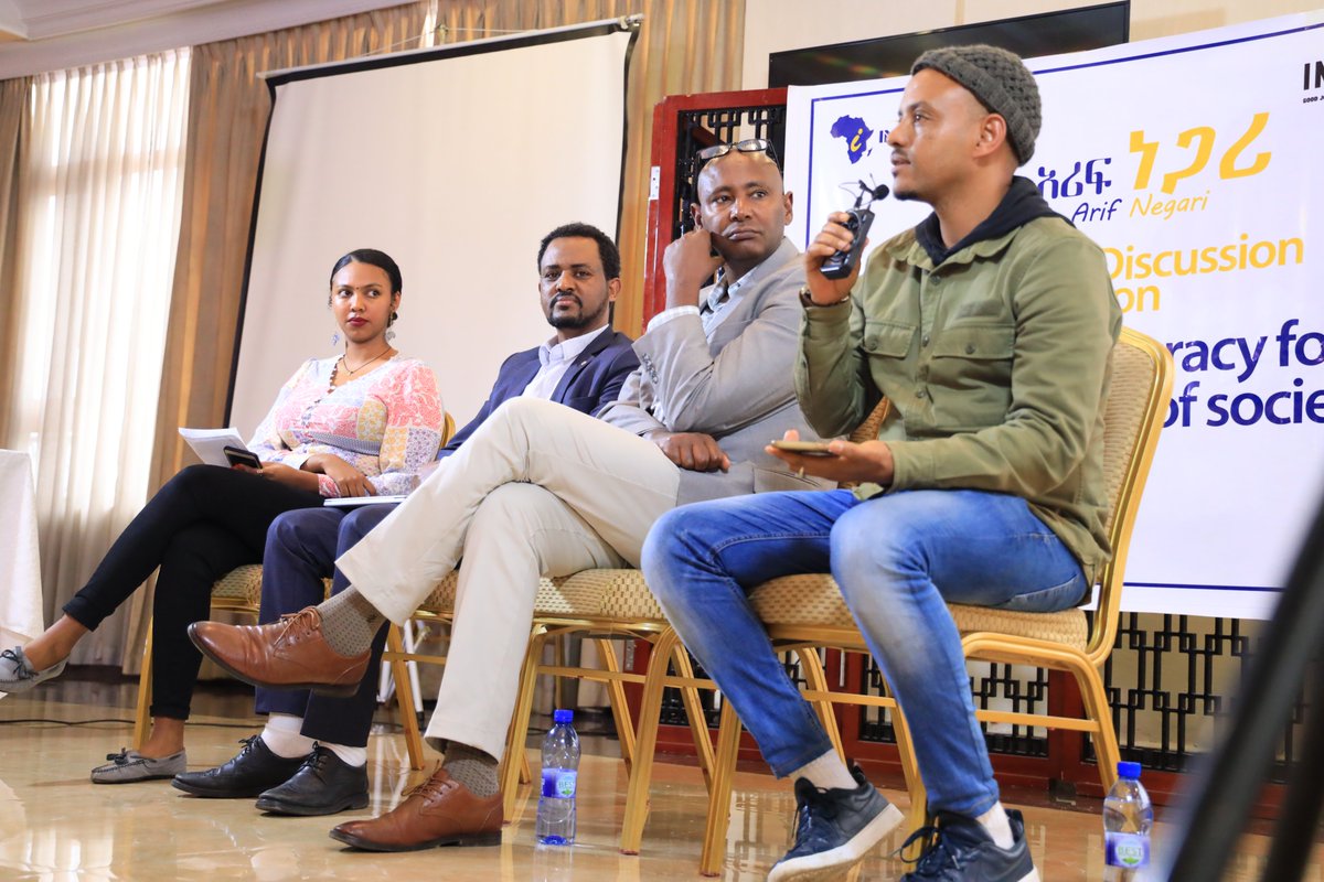 ArifNegari's tweet photo. Insightful and informative panel discussion on " Media Literacy for Betterment of society " with our panelists Mesfin Woldetensay, Aderaw Genetu, and Getachew Dinku (Ph.D.) at Sapphire Addis Hotel.
@Inform_Africa @FojoIms 
#ArifNegari #paneldiscussion #medialiteracy https://t.co/VB9D4hiOkx