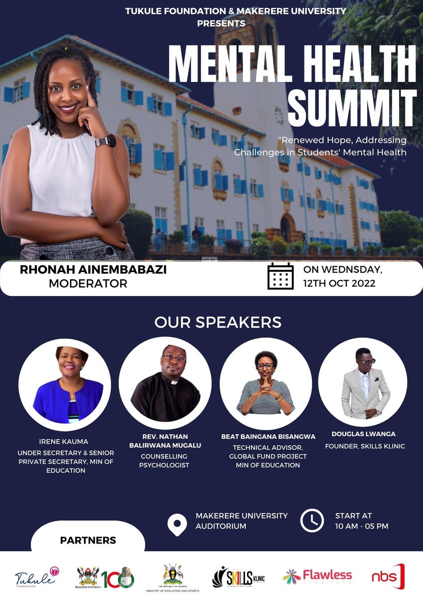 Mental health is a topic that is still largely stigmatized.

As @TukuleFoundati we have made it our mandate to create mental health awareness.

A variety of topics will be discussed from self awareness, to purposeful living and many more awesome topics 

#Mentalhealthmatters