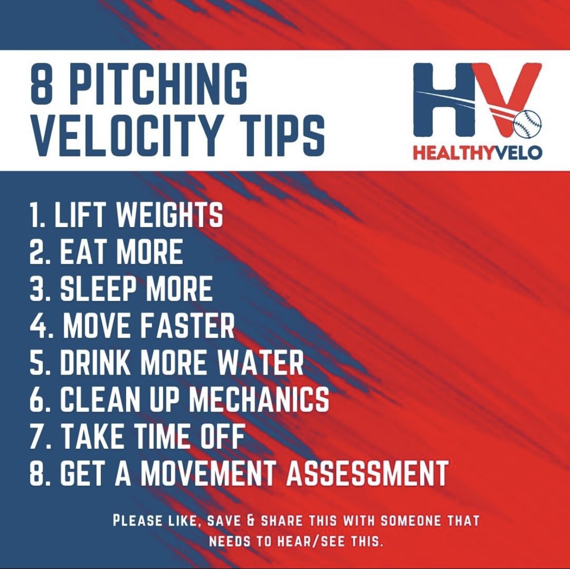 ScottHaase14's tweet photo. Some “simple” (not always easy) tips/guidelines for Healthy Velocity!

Let me know in the comments what else you’d add👇 https://t.co/CQmpGTi17K