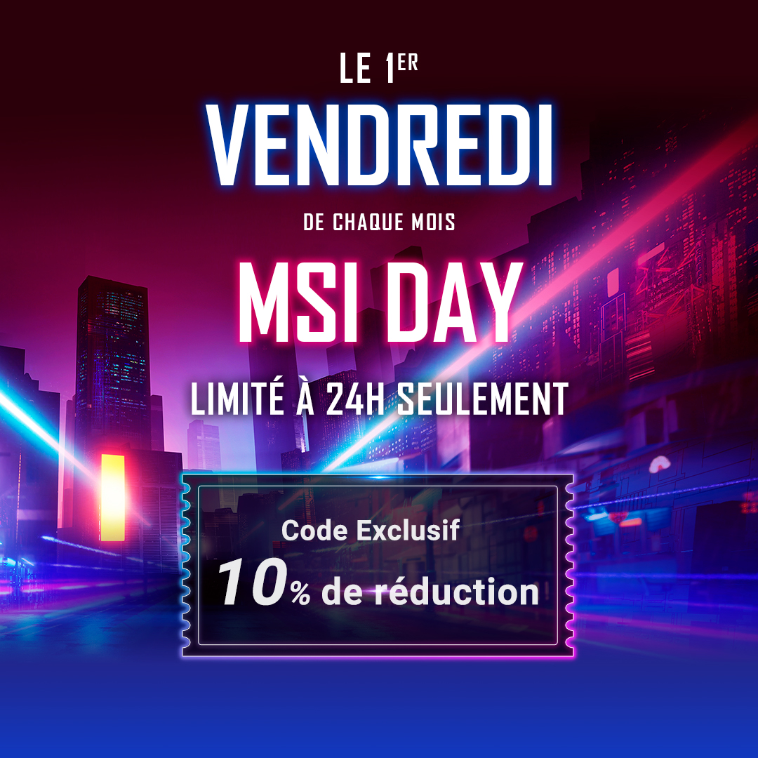 msifrance's tweet photo. Une fois n’est pas coutume ! C’est les #MSIDAY ! 😍
Le premier vendredi de chaque mois et pendant seulement 24h, profite des offres exclusives sur notre shop ! 🔥🔥

Lien vers notre shop officiel : https://t.co/tvbgK05d2e https://t.co/6aw9wErdrL