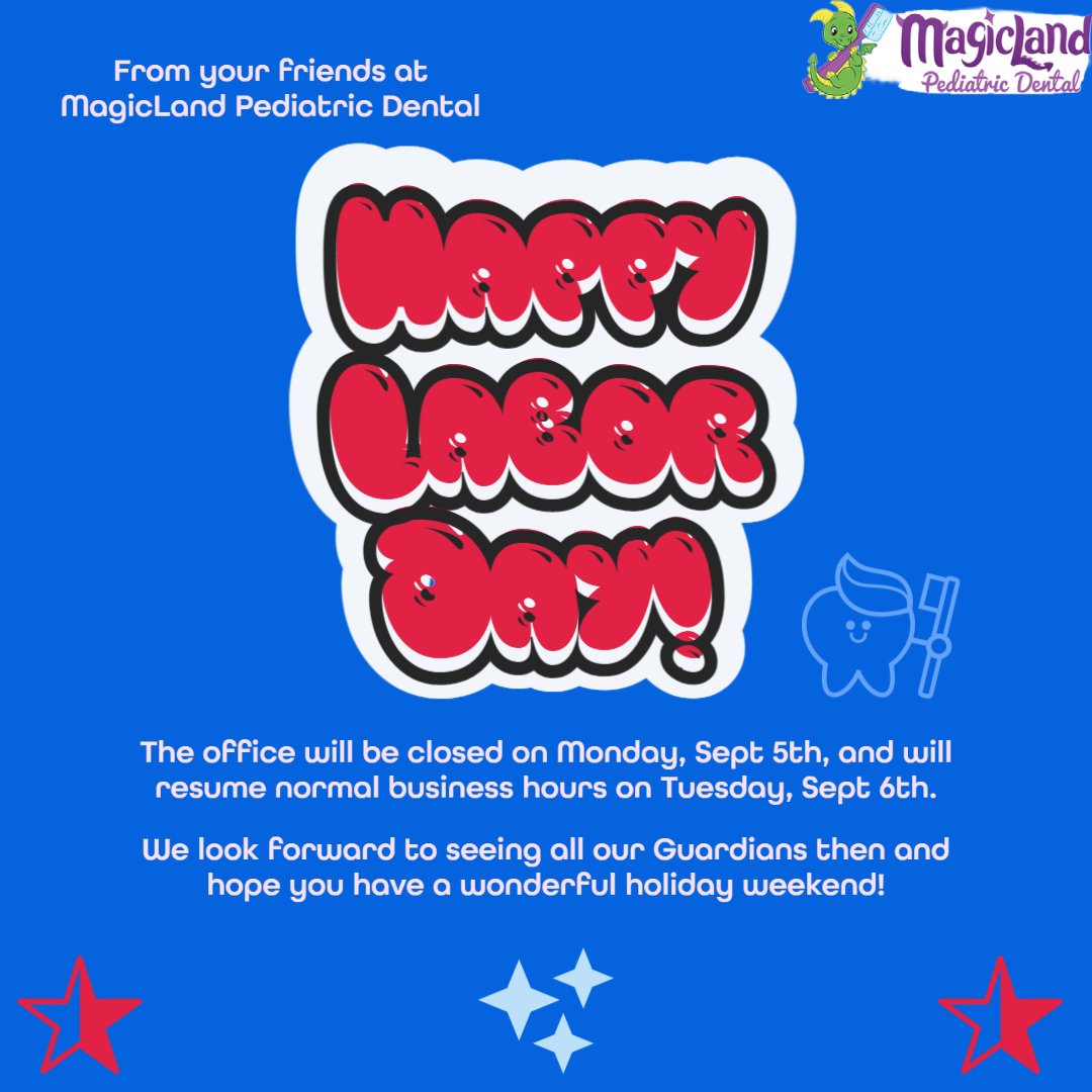 DentalMagicland's tweet photo. Happy, happy Labor Day Weekend! We'll be taking Monday off to spend with our families, and we hope you all get to celebrate with your loved ones as well.
#laborday #labordayweekend #holiday #ctdental #waterburyct #waterbury #pediatricdentistry #dentistry #ctdentists https://t.co/HlHDxmMstt