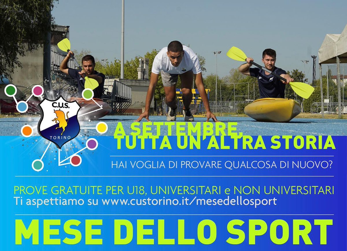 CUSTorino's tweet photo. Mese dello Sport: prova gratuitamente le attività #CUSTorino! Scopri il calendario e prenota su https://t.co/ixmWzXxwJC
@unito @PoliTOnews @twitorino https://t.co/hTp3uOYVz0