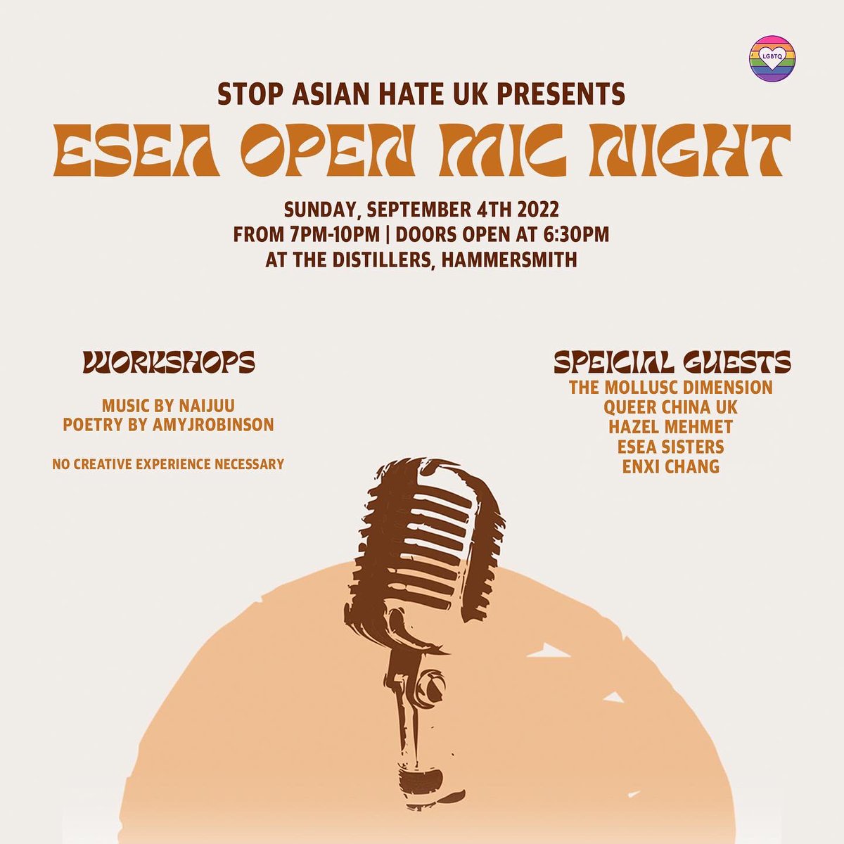 stopasianhateuk's tweet photo. Our ESEA Open Mic Night officially has the go-ahead! Come join us this Sunday evening for poetry, music, comedy and more 💛 

https://t.co/dputhXQiPs https://t.co/0cSK1y8q2V