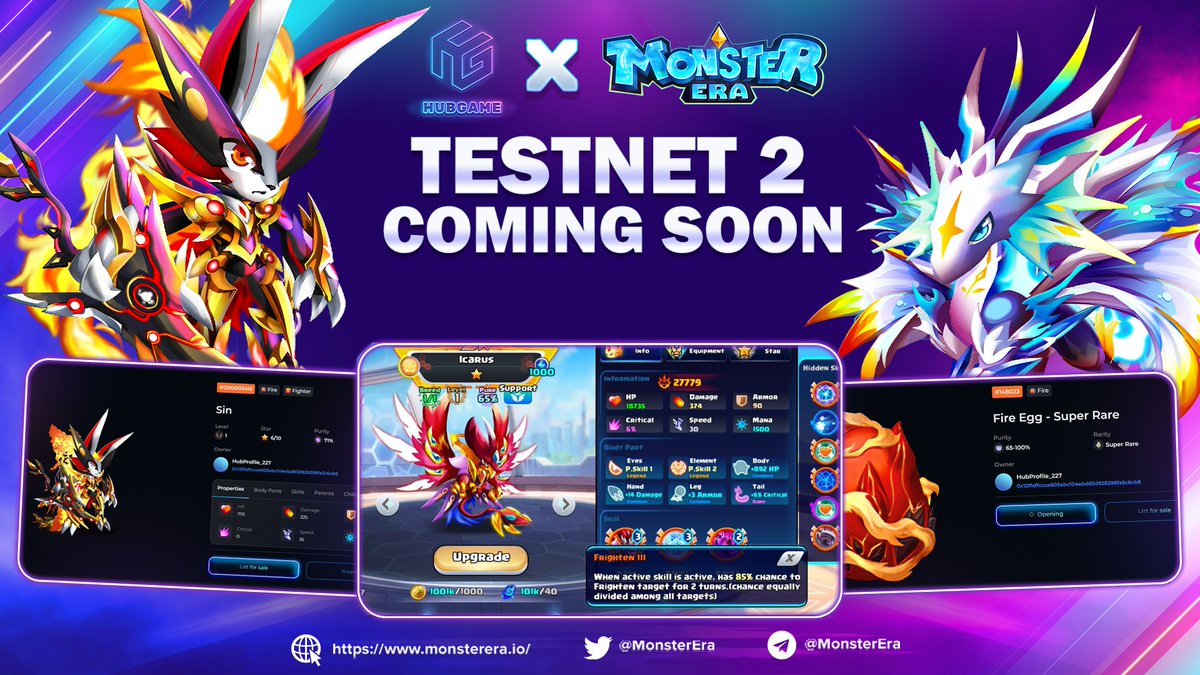 monsterera_io's tweet photo. 🤔 WHAT IF !! WE HAVE TESTNET 2
👏 Did you try Testnet 1? Is there anything you feel satisfied or dissatisfied with?
🔥 Testnet 2 will contain new features, more interesting and closer to the official version.
📌 Which feature do you want Testnet 2 to have?
#MonsterEra #HubGame https://t.co/IkgC22mFHo