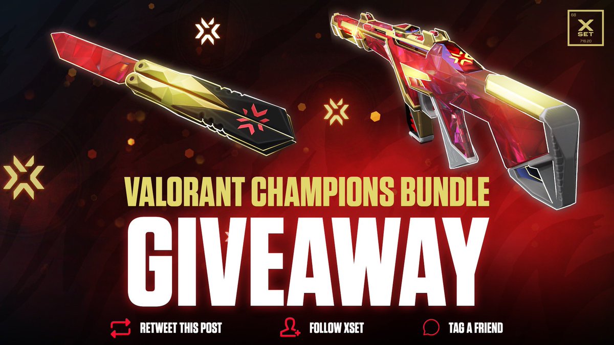 ✨VALORANT CHAMPIONS BUNDLE GIVEAWAY✨ Rules: 1) Retweet this post! 2) Follow @XSET! 3) Tag a friend! Winner will be chosen on Saturday.