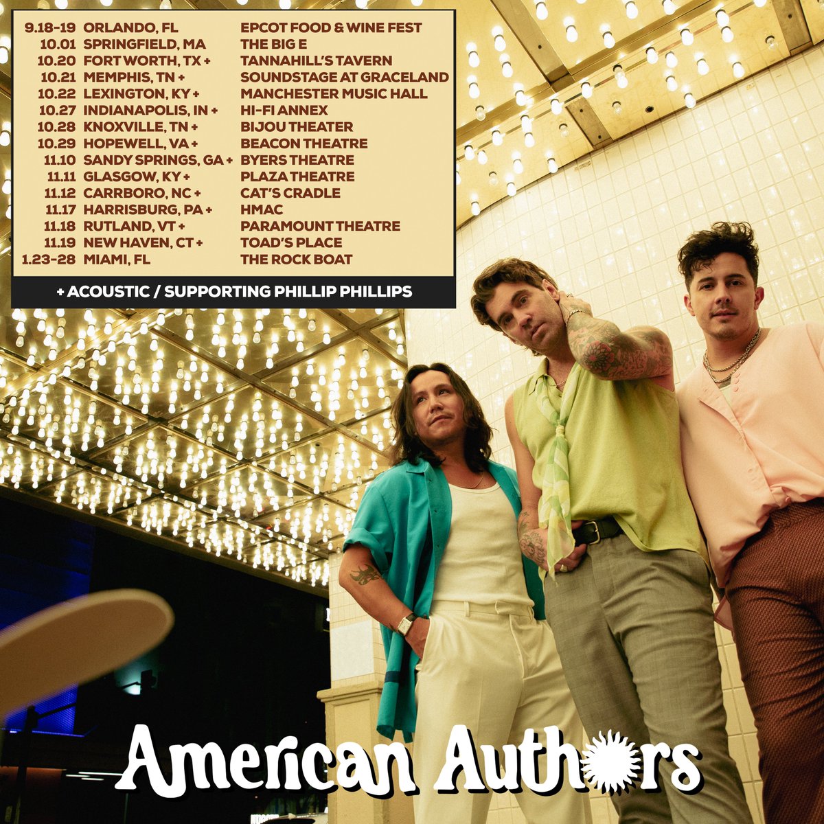 aauthorsmusic's tweet photo. Hitting the road this fall for an acoustic tour with Phillip Phillips!  More dates to come - where should we play next? https://t.co/UrAfMKNGq2 https://t.co/vOkjBWmUYm