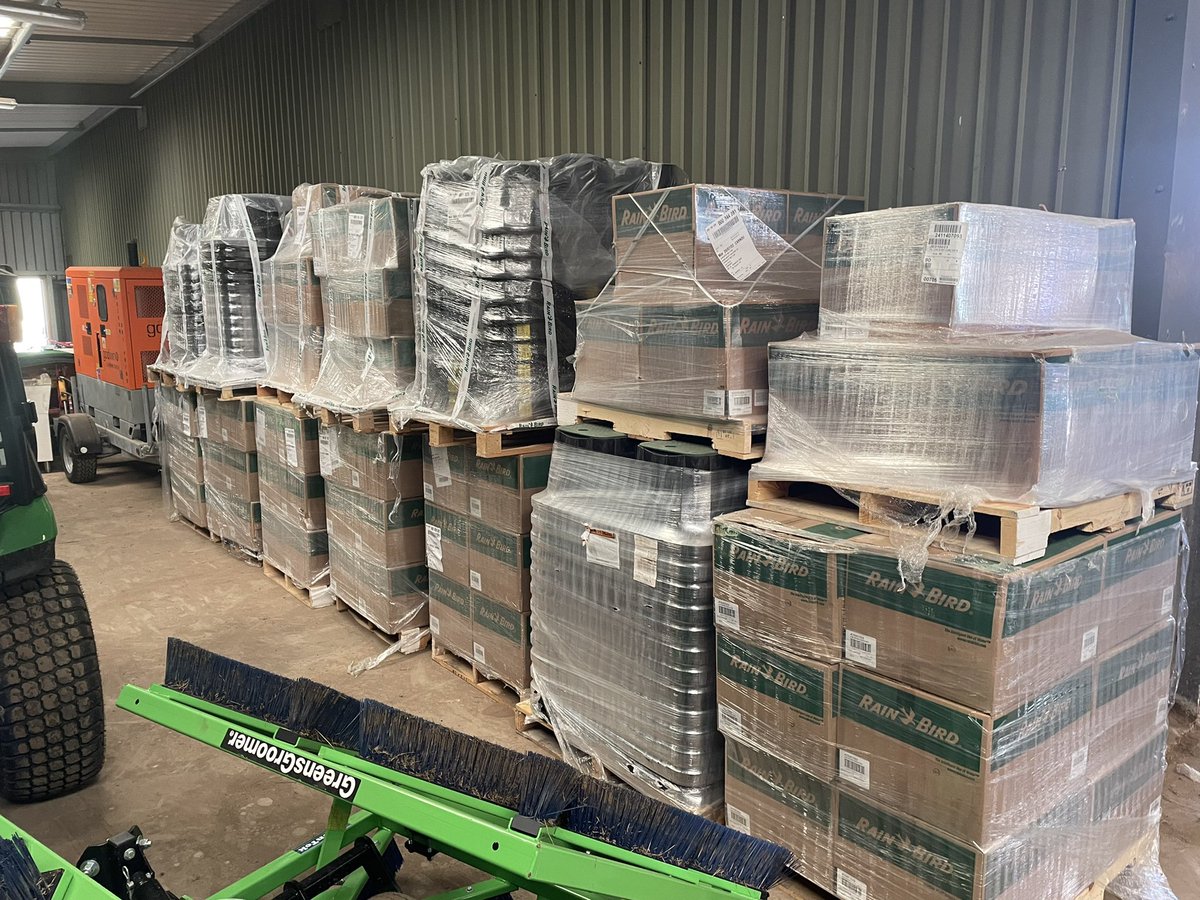 shaundanderson's tweet photo. Popped into @carnoustiegolf to see @sutherlandsr.  Courses are looking fantastic @CraigBoath and awesome to see the @RainBirdGolf product ready for the upcoming install by @MJAbbottLtd and consultant @AdrianMortram #RBIC #OnlyOneOfItsKind @rainbirdgolfuk https://t.co/X9xsgOfHg8