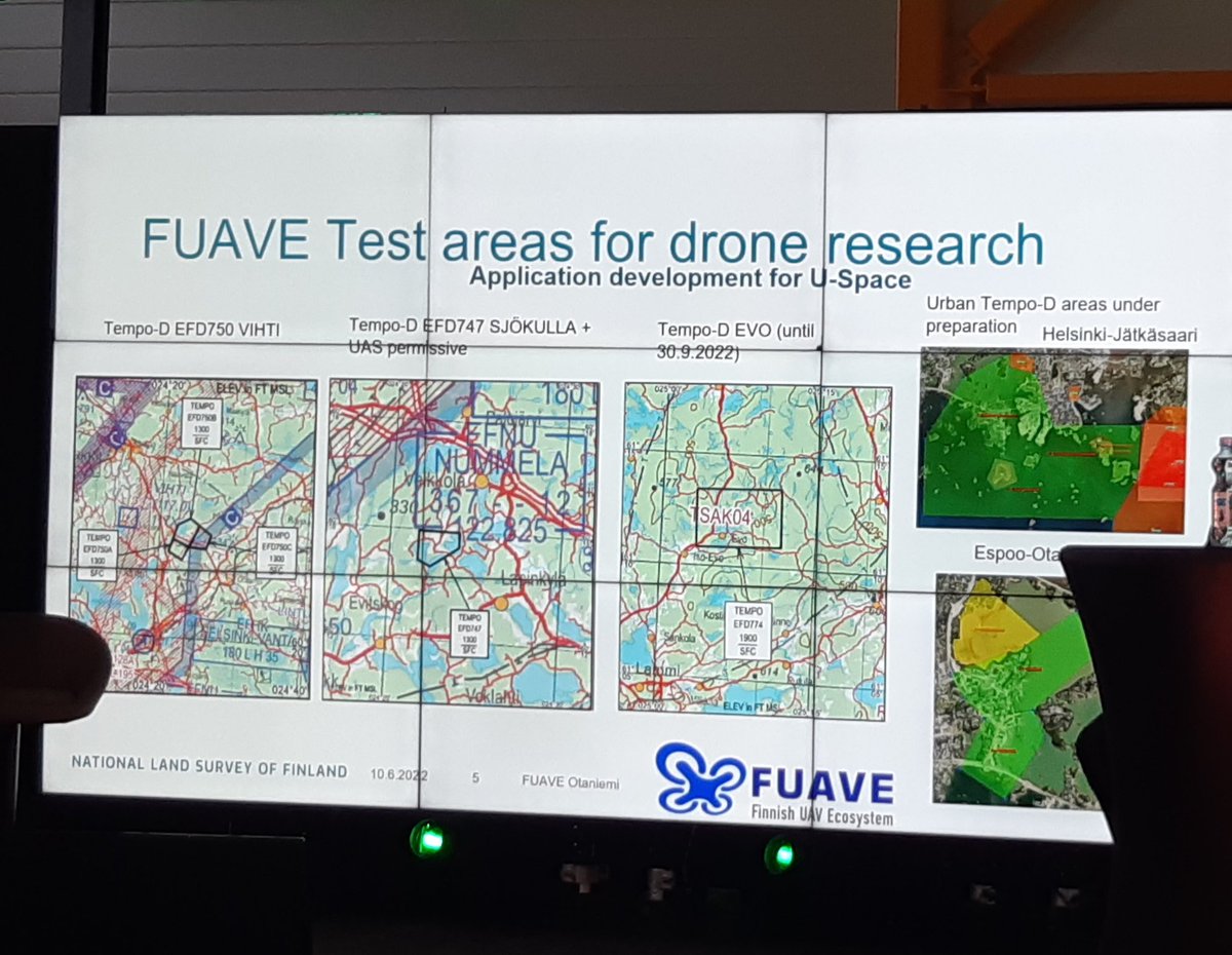 dronefinland's tweet photo. Our Prof. @eijahonkavaara1 presents @fgi_nls #drone success stories and also @Maanmittaus services for autonomous flying. #TechRunway #Pyhtää https://t.co/sWGqRE2HJZ
