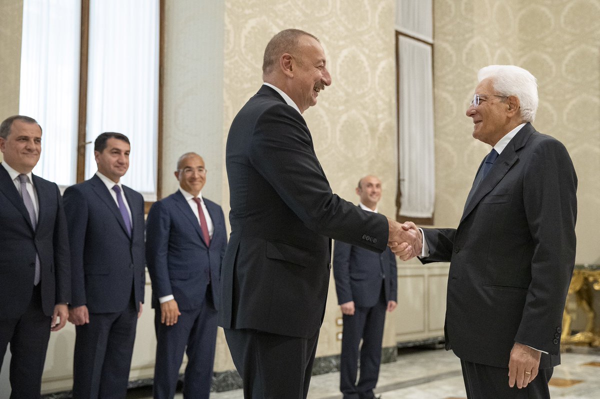 Quirinale's tweet photo. Il Presidente #Mattarella 🇮🇹 ha ricevuto il Presidente della Repubblica dell'#Azerbaigian 🇦🇿 Ilham #Aliyev https://t.co/PYHskmKMC7