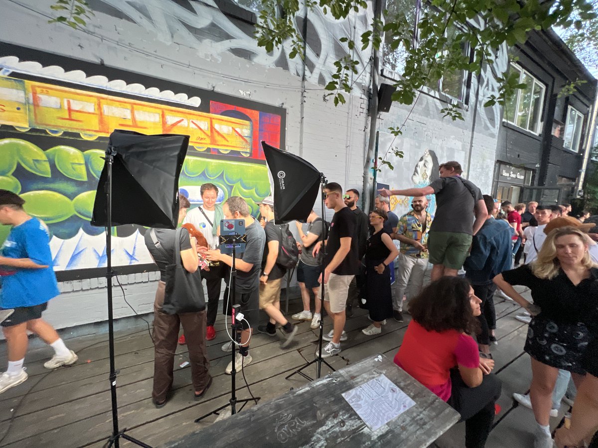 solfieapp's tweet photo. that queue tho👀🔥

the first Solfie booth at @NFTClubBerlin's Web3 Allstars event. We minted more than 250 Solfies in just a couple hours.

huge shoutout to @solflare_wallet for sponsoring the experience! https://t.co/NC8j14UOQP