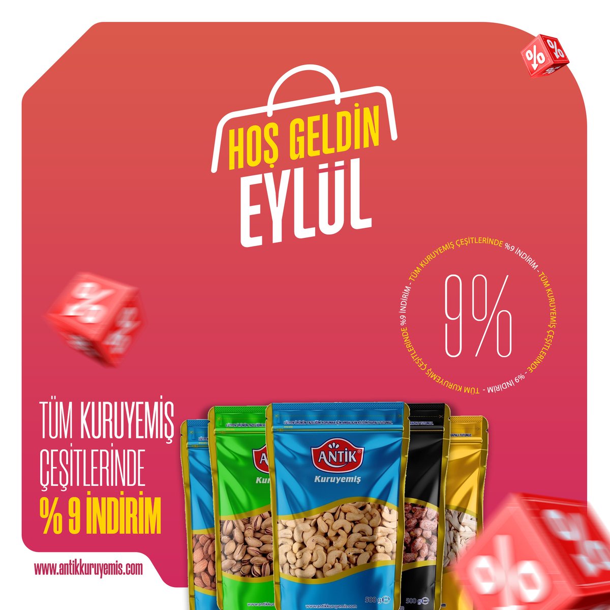 Hoş geldin Eylül 🍂
Taze kuruyemişin adresi Antik Kuruyemişte tüm kuruyemiş çeşitlerinde %9 indirim. Fırsatları kaçırmayın!

antikkuruyemis.com 
#kuruyemiş #çerez #fındık #indirim #badem #antepfıstığı