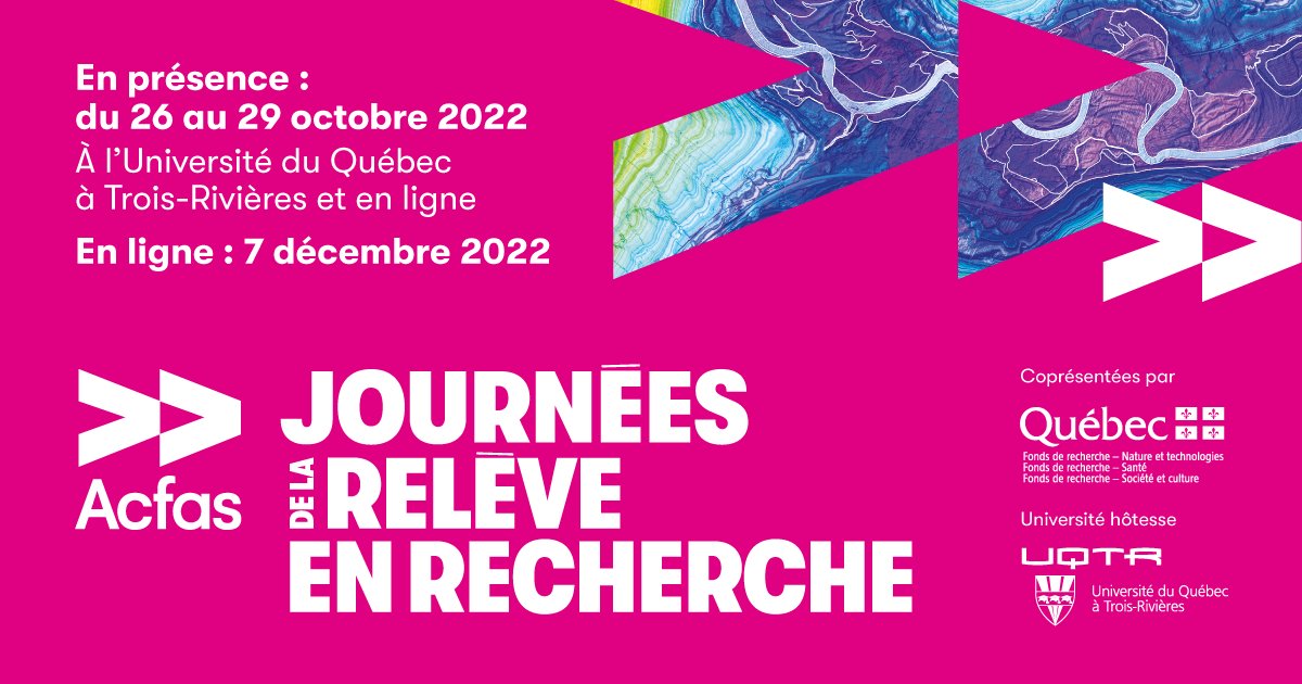 Les inscriptions pour les Journées de la relève en recherche 2022 sont ouvertes! Visitez dès notre page dédiée à la programme pour voir ce qu'on vous a préparé cette année : bit.ly/3eeAwyy. <a href="/FRQSC/">FRQ - secteur Société et culture</a> <a href="/FRQS1/">FRQ - secteur Santé</a> <a href="/FRQ_NT/">FRQ - secteur Nature et technologies</a> <a href="/UQTR/">UQTR</a>