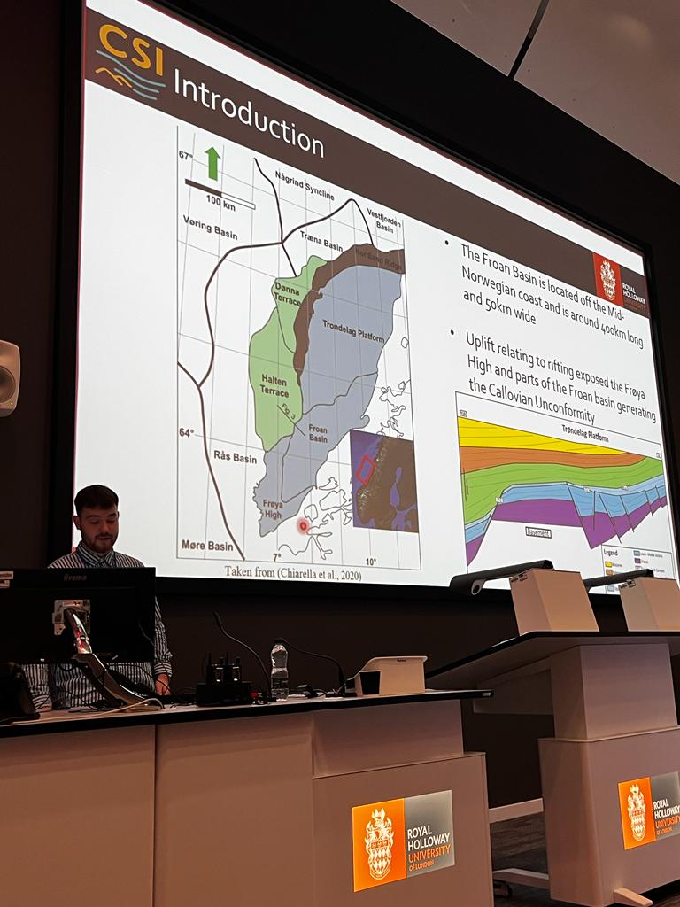 RHULEarthSci's tweet photo. In the first after-lunch session students presented projects covering #faultcontrolled syn-rift deposits (Australia), #reservoir properties (Thailand), #sandridge distribution (Norway), and #depositional system offshore Morocco https://t.co/j1WWJkBCP1