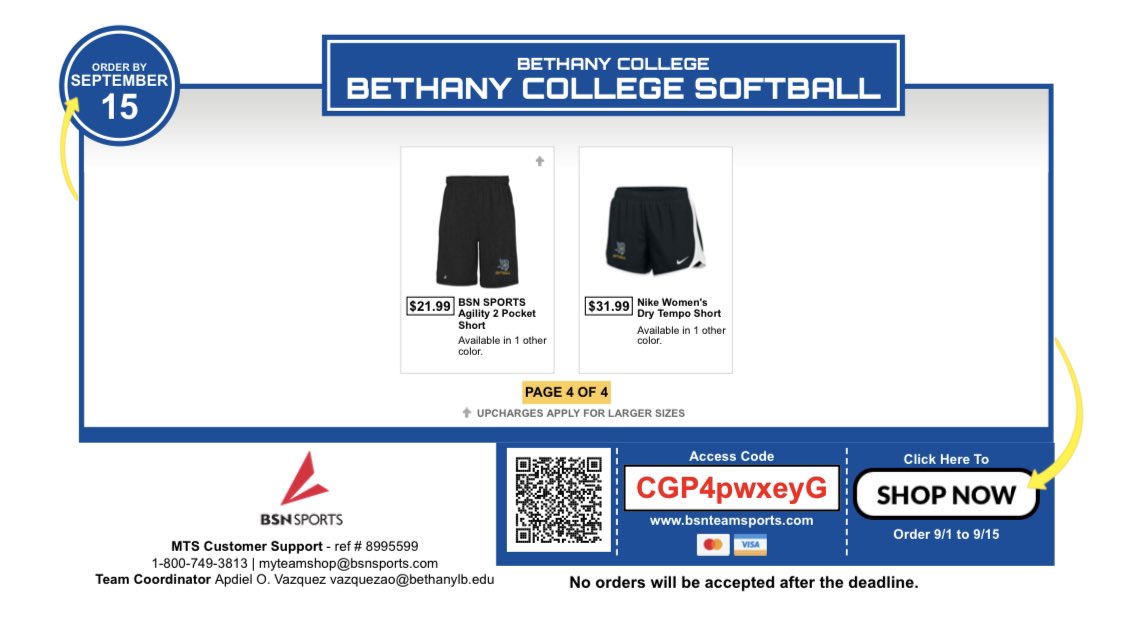 Team Store is open!!! 

Get your Bethany Swedes Softball gear before it's too late! Team Store closes September 15th!

Link: bit.ly/3CNZH5m

#Swedes #RockarStockar
