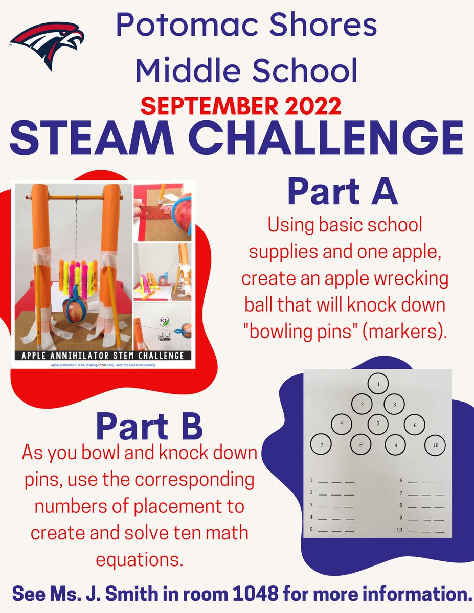 eSTEAMeducator's tweet photo. Let's gooooo! @ShoresMiddle #psmssteam #challenge begins today! Earn house points for participating! #familyfun #solsupport #learning #schoolspirit #psmsproud https://t.co/wLdhUqOVSk