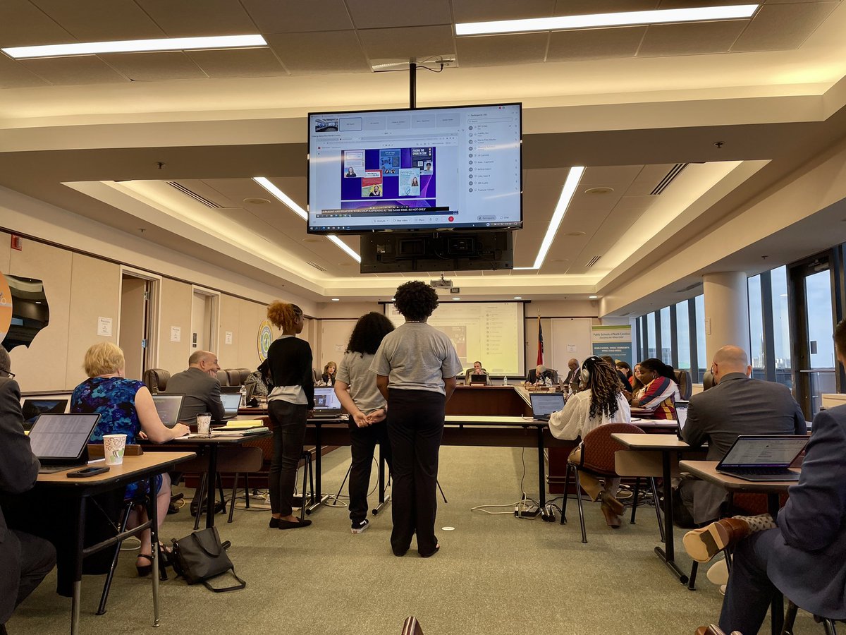 Eisa_Cox's tweet photo. I love seeing students share the impact of their work! Impressive young women! @edstateboard_nc @ncsupers #IAMCS https://t.co/0hmmyuKX90