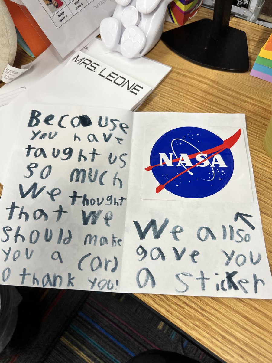You know it is going to be a great day when a student hands you this on the way into school. #spway #STEAM #NASA