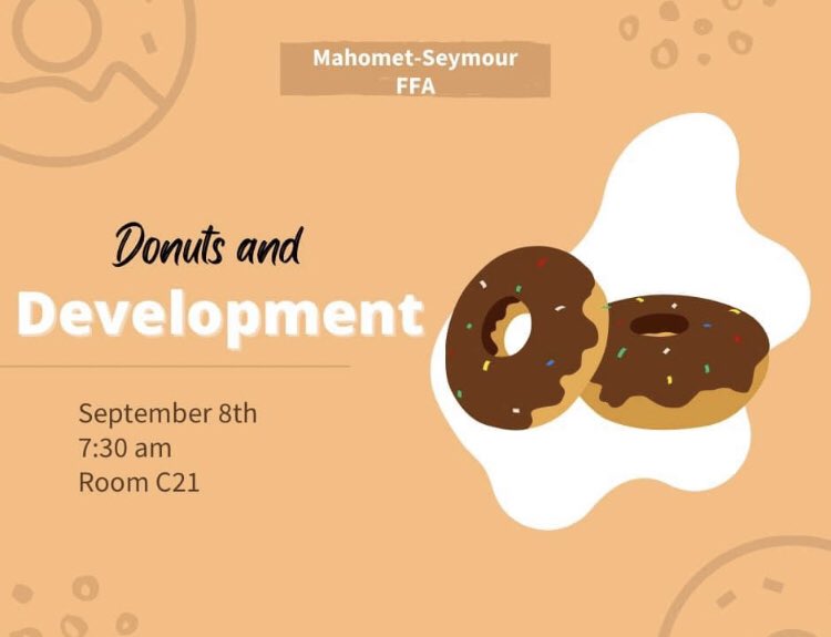 mshs_ag's tweet image. Attention MSHS students! Join us for our kick off “donuts and development” at 7:30 am September 8th in room C21 to hear from motivational speaker, Cheryl Mitchell! Great way to start your day and year! Plus yummy donuts