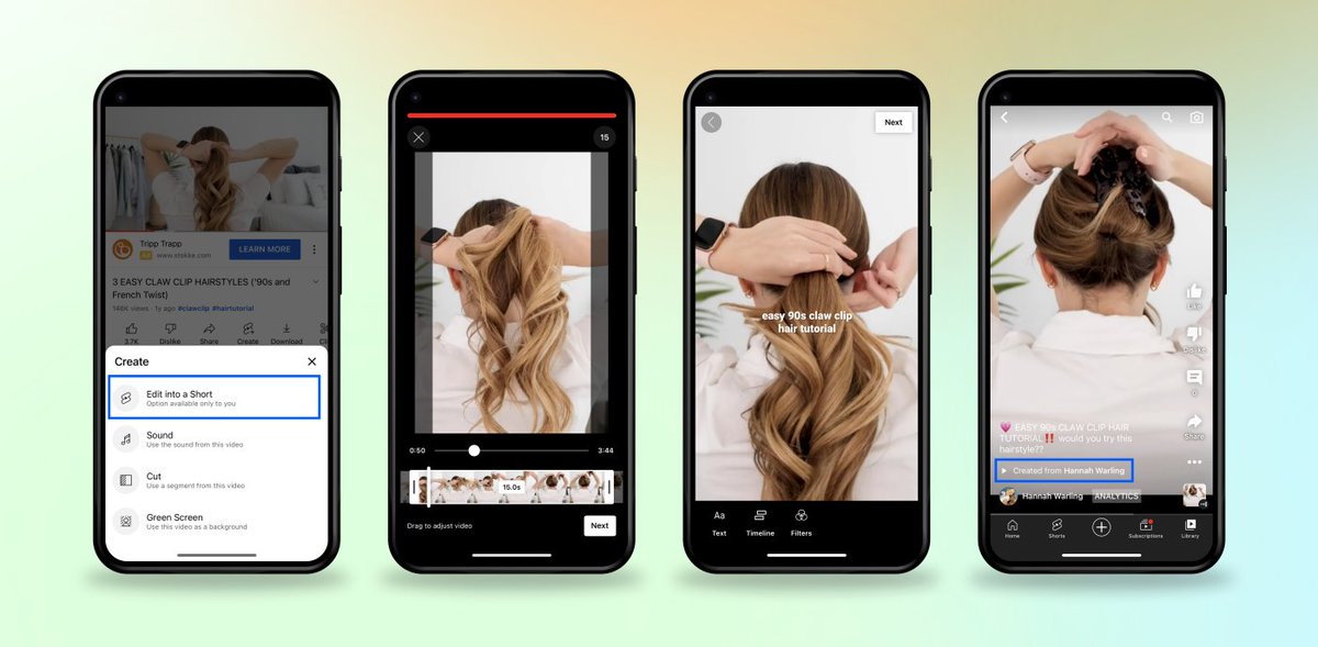 ZainAK_'s tweet photo. Youtube's making shorts the perfect way to bread crumb people to your long-form content. 

1. Clip a small part of your long-form videos with their clipping feature. 

2. Let the shorts algorithm do its thing. 

3. Have a built in CTA to your long-form video. https://t.co/4ll54eU9y1