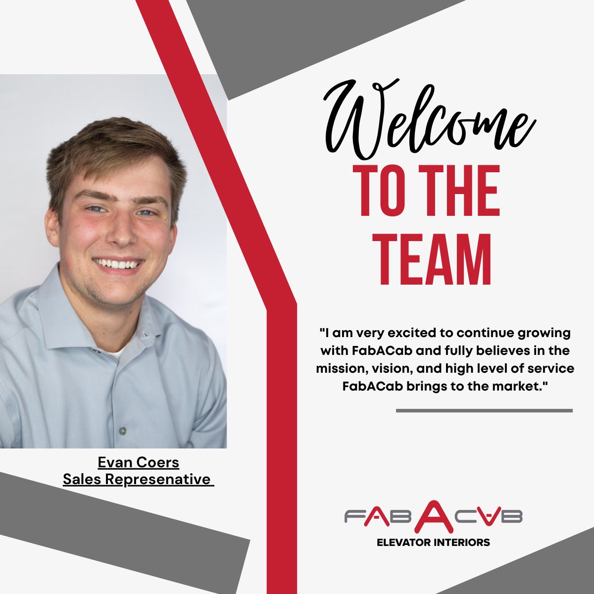 fabacab's tweet image. #WELCOMEPOST
___________________
Evan just graduated college from Ball State University with a degree in professional sales. Evan is excited that he has the opportunity to work for such a great company in his hometown. Starting his sales career has been a long time coming.