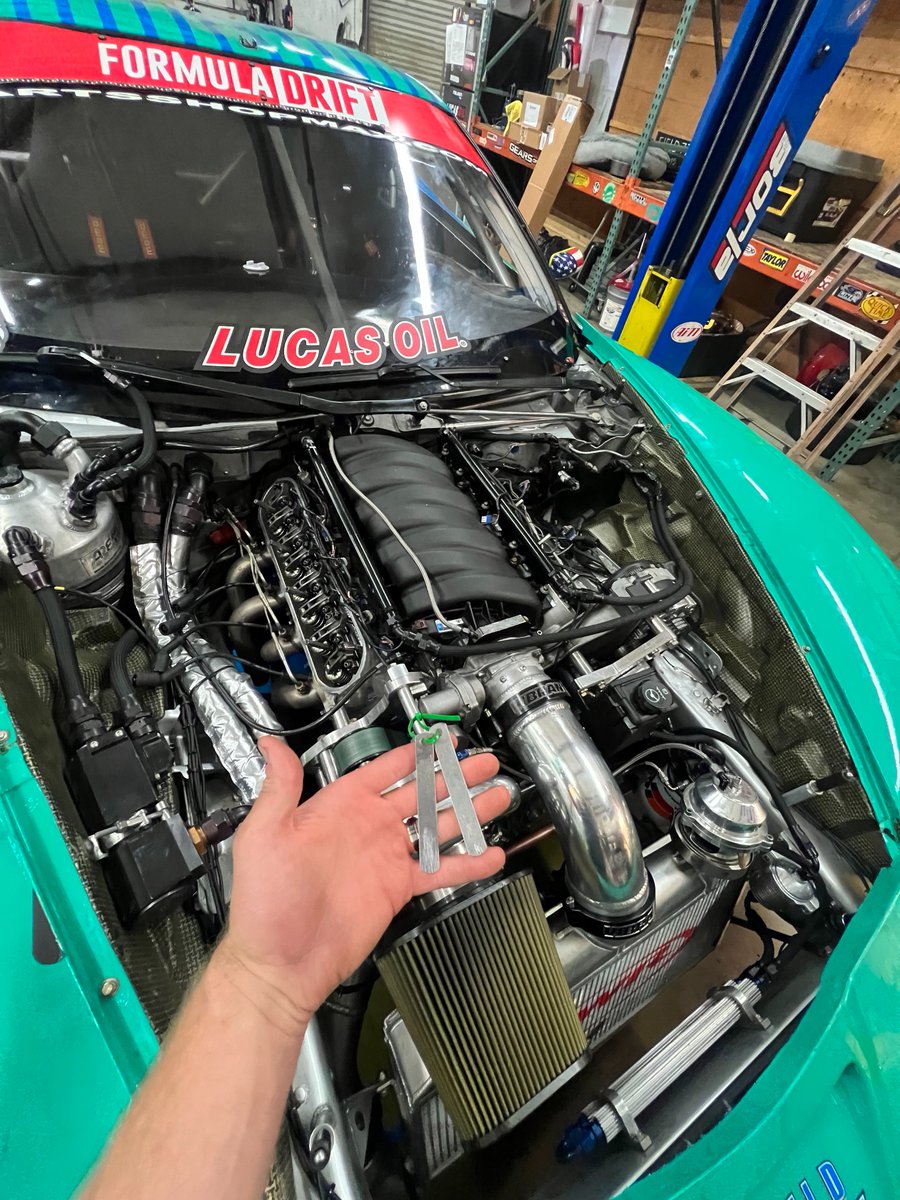 MattField777's tweet photo. Pre-Utah engine check up & valve lash before RD 7! The @knfilters oil filter was cut open and looked prime! Big thanks to @Lucas_Oil, @TexasSpeed, @Crowercams, @PWRPerformance, @AiraidFilters, @VortechEng & @BorlaExhaust and @linkecu for the killer setup πͺ #formulad #MF777 https://t.co/BQu05ZDVS5
