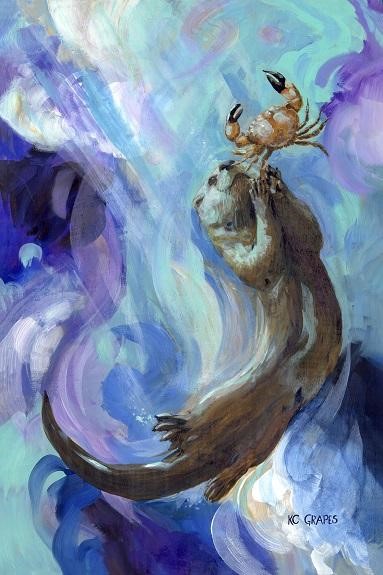 #ThankfulThursday Two staff members of @HolmesRegionalMedicalCenter fell in love with the artwork on display. "Fury" by Kestrel Michaud was bought by Enrique &amp; K.C. Grapes' "Mr. Otter" by Elly after both missed a previous opportunity to purchase them in a prior exhibit.