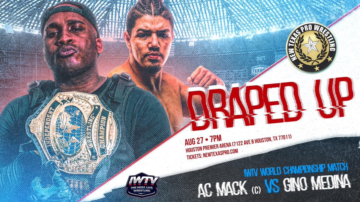 indiewrestling's tweet photo. Now On Demand
@NewTexasPW #DrapedUp!
@AC_Mack v @GinoMedinaa
@Da_Mysterious_Q v @RealAaronMercer
@Delilah_Doom v @MrGreatScott2U
@StephenWolf309 v @DDLC_RoW v @PRIMETIMEMESD1
@camwrestler v @IAmMrAllday
+ @FlyBroWarrenJ @TheZack_Zilla & more!
https://t.co/jhQc0YRWUd https://t.co/qK7puSq29q