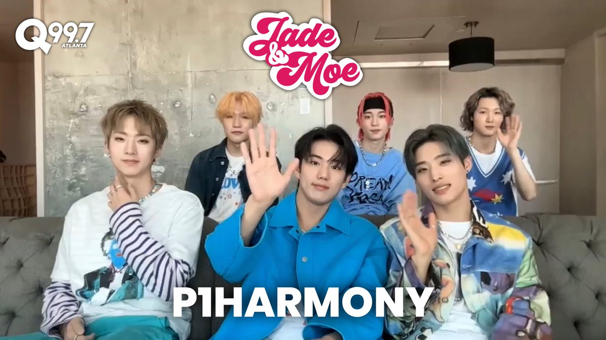 Q997Atlanta's tweet photo. #P1Harmony (@P1H_official) hangs with @thenameisJADE to chat #DoomDuDoom &amp; more! 🤩✨

🎥 https://t.co/VHXGcBaDGG

#P1H #p1ece #kpop #kpopjuice #keeho #soul #intak #jiung #theo #jongseob https://t.co/dlebV49fJX