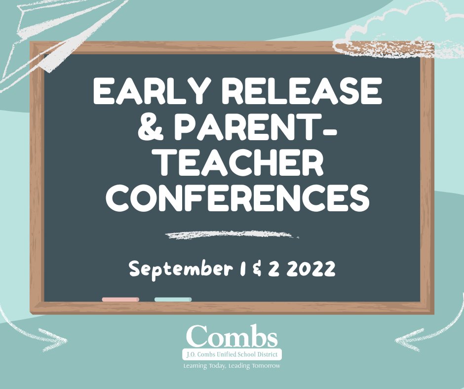 JOCombsUSD's tweet photo. 📣❗Elementary and Middle School Parents &amp; Students❗📣  Don't forget that today and tomorrow we have early release for parent-teacher conferences! https://t.co/VIvnfoxlAt