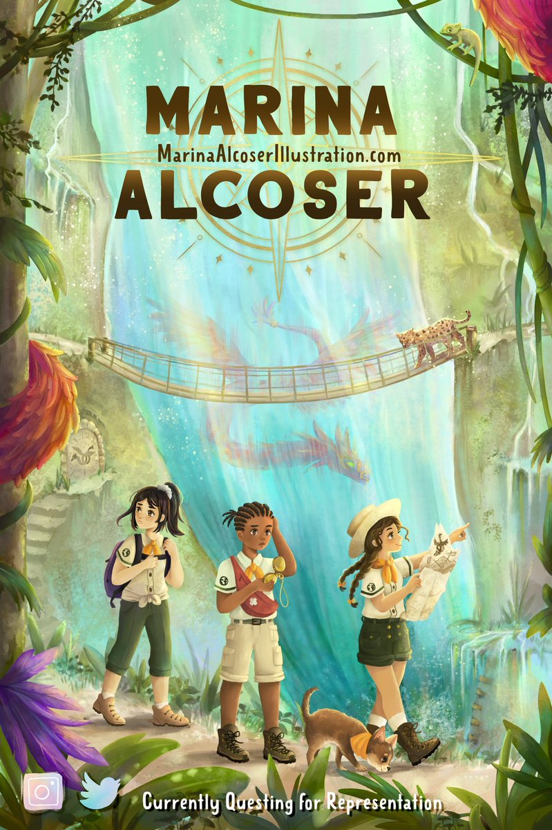 MarinaAlcoser's tweet photo. Happy #kidlitartpostcard day! 🎉
I’m Marina and I enjoy illustrating #middlegrade art and scenes that feel like magic is in the air. I’d love to work on book covers and I’m currently seeking representation! 

✨https://t.co/XZ1jbQac2S https://t.co/F6UeyzxenE