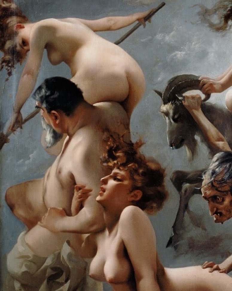 culturainquieta's tweet photo. «Brujas yendo al Sabbath» , 1878.

Por el pintorpostromántico granadino Luis Ricardo Falero.

La pintura muestra un grupo de brujas, casi todas desnudas, participando en un aquelarre, un lugar de encuentro donde se hacían rituales de magia negra y orgías. https://t.co/bB821IuFP0