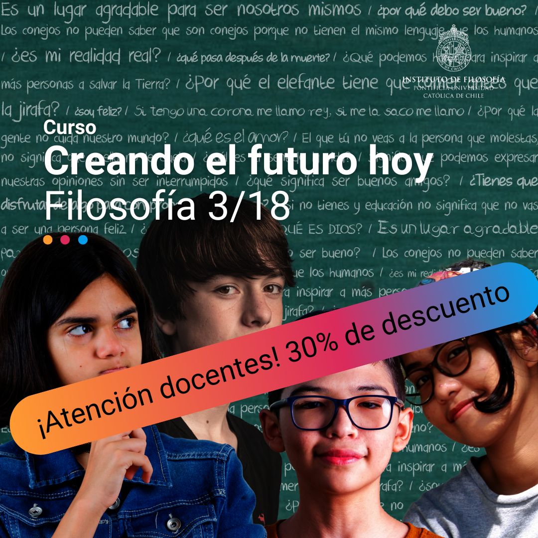 FilosofiaUC's tweet photo. ¡Inscríbete en el curso Creando el futuro hoy. Filosofía 3/18 de #FilosofíaUC! 🚸🎒

💻: 9 sesiones vía Zoom
📆: Del 7/9 al 2/11
🕘: 19 a 21:15 hrs
📩: ¿Te interesa ? Escribe a juana.silva@uc.cl o déjanos tu mail para enviarte toda la información.

👉 https://t.co/TrDxALjNgg https://t.co/BNLRQpoEVb