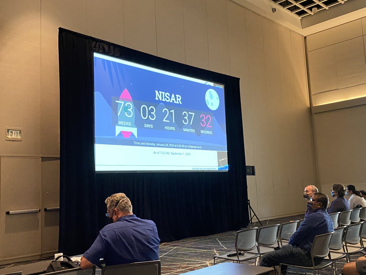 EricFielding's tweet photo. NISAR launch scheduled for 73 weeks from today. #nisarscience2022 https://t.co/88uVfF2ZaF